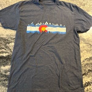 Navy Blue Graphic Tee with Mountain Design and Colorado C logo